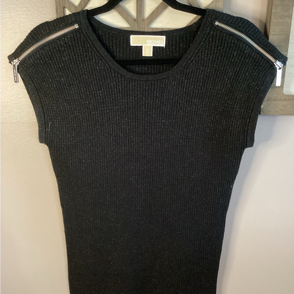 Michael Kors Black Ribbed Knit Top